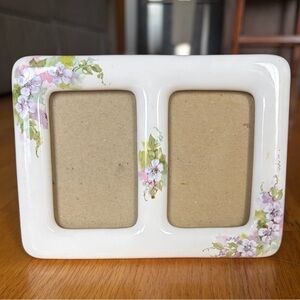 3”x 2” Elegant Floral Double Picture Frame - White, Lavender, Pink, Green